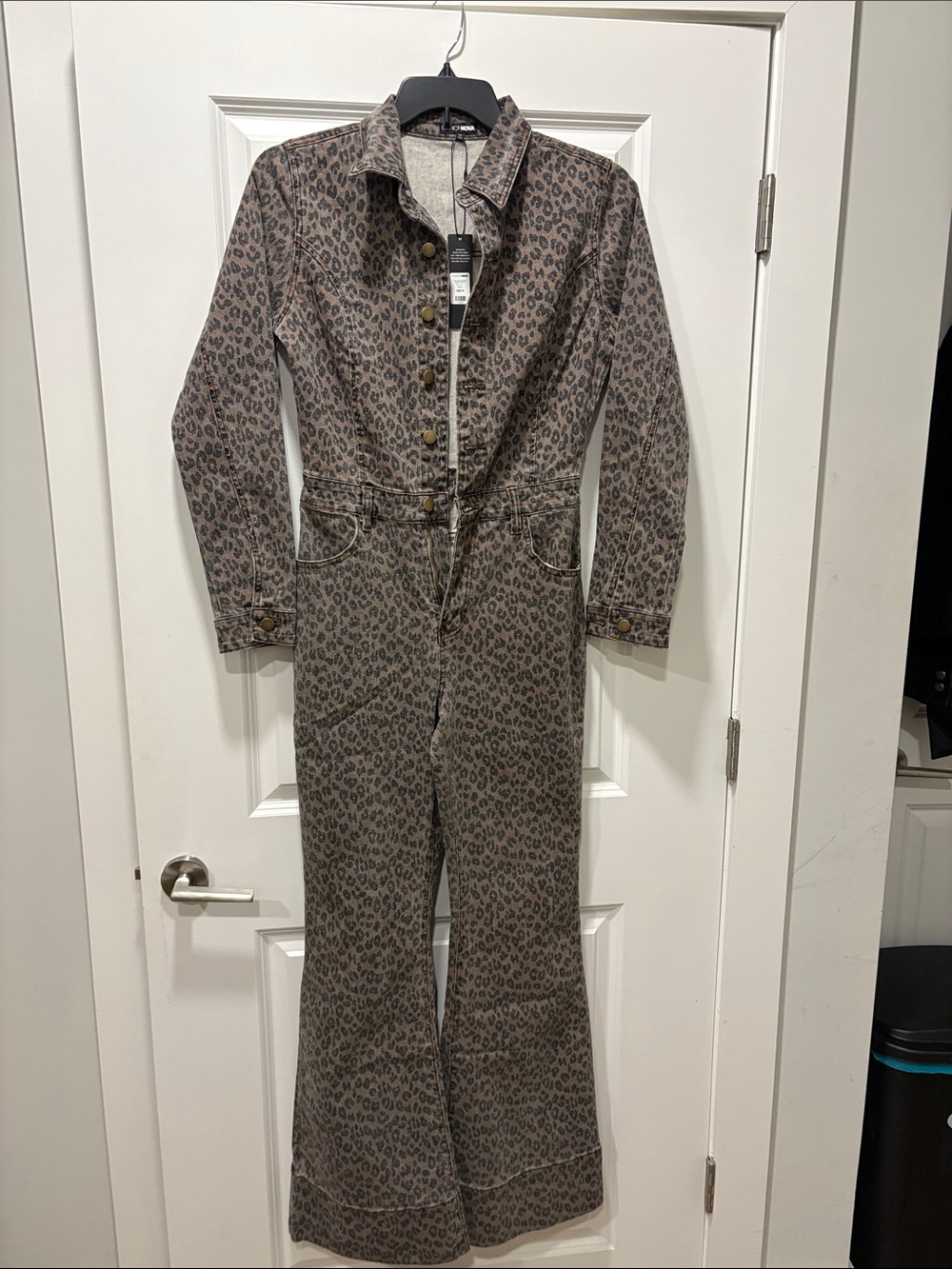 Fashion Nova Taupe Leopard Utility Jumpsuit